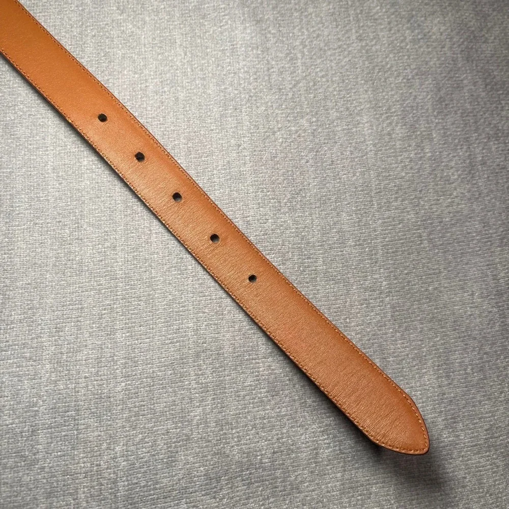 Lauren Ralph Lauren Womens Brown Croc Embossed Leather Belt Gold Buckle Large‎